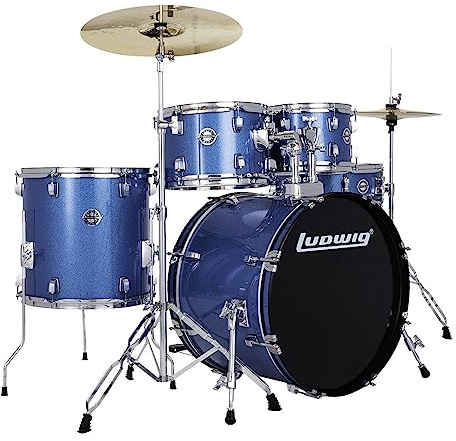 Ludwig Accent FUSE 5pc Acoustic Drum Set Pack Blue Sparkle