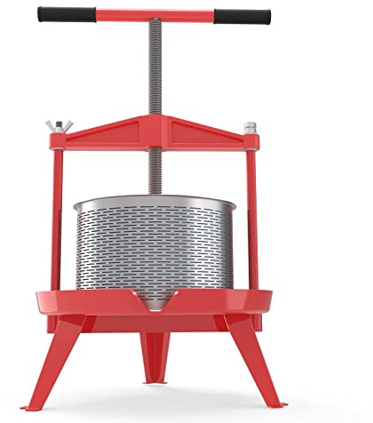 9L Spindel Obstpresse Apfelpresse Fruchtpresse aus Edelstahl mit T-Griff für Selbst Gemachten Natürlichen Saft, Traube, Beere, Apfel, Fruchtpresse Weinpresse