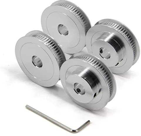 Yeebyee 4 Stück 2GT Riemenscheibe 60 Zähne 10mm Bohrung 60T Zahnriemenscheibe Synchronrad Aluminium für Breite 6mm Riemen 3D-Drucker Teile
