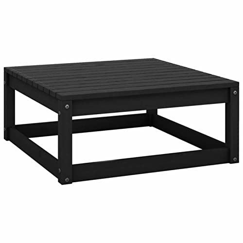 Tidyard Garten Fußhocker Gartenhocker Sitzhocker Fußbank Gartenbank Hocker Holzhocker Balkon Terrasse 70x70x30 cm Schwarz Massivholz Kiefer