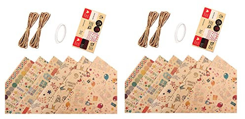 Viupolsor Geschenkpapier-Set, 12-teilig, Geschenkpapier-Set für Geburtstag, Festival, Geschenkband