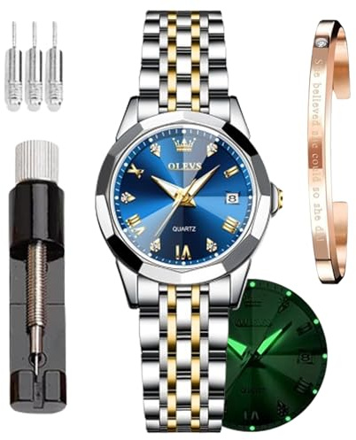 OLEVS Women's Watch Luxury Rose Gold Women Slim Thin Lightweight Watch Stainless Steel Mesh Watches