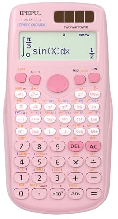 Scientific Calculators, IPepul Pink Math Calculator with 417 Function, Solar Battery Power and 4-Line Display, School Supplies for Middle High College Students Teachers (Pink)