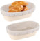 Cestino per lievitazione del pane con fodera, 2 pezzi, 24 cm, ovale per lievitazione lievitazione naturale, in rattan naturale, con fodera in tessuto di lino, per panettieri professionali e domestici