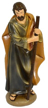 Magie di Natale Statua San Giuseppe per presepe natività in poliresina decorata a mano (20 cm)