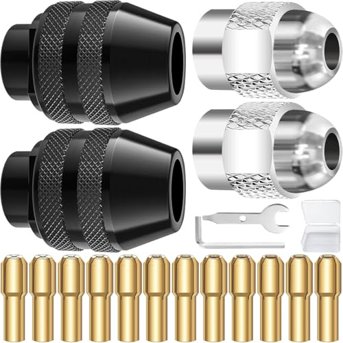 EATBALE 4486 Juego mandriles múltiples Accesorios, Portabrocas M7, Pinzas Latón Broca Eléctrica 0.8-3.2mm, Tuerca Metálica 4485, Portabrocas de cambio rápido sin llave para Dremel 7700 3000 4000 8200
