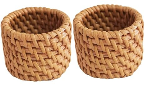 Ciieeo 2stücke Rattan Serviettenringe Dekorative Serviettenschnallen Wiederverwendbare Party Zubehör Für Tischdekoration Feine Verarbeitung Elegante Hotel Mahlzeiten