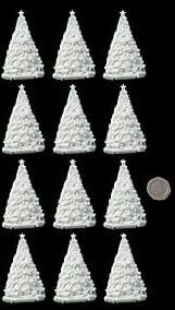 12 x Edible 3D Christmas Trees icing toppers, cake cupcakes decorations (Bespoke)