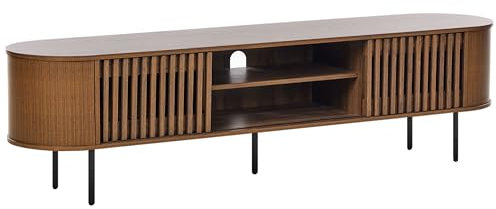 Mueble TV Tablero de partículas Patas de Metal Estilo Retro Muebles de Sala de Estar almacenaje marrón Oscuro Taroon