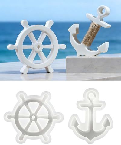 2 Stück Maritim Silikonformen Gießformen, DIY Silikon Gießform, Gipsformen zum Gießen, Epoxidharz Formen Anker