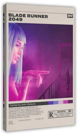 GJHTQLP Blade Runner 2049 Poster, 2 Filmposter, Leinwand, Poster, Schlafzimmer-Dekoration, 60 x 90 cm