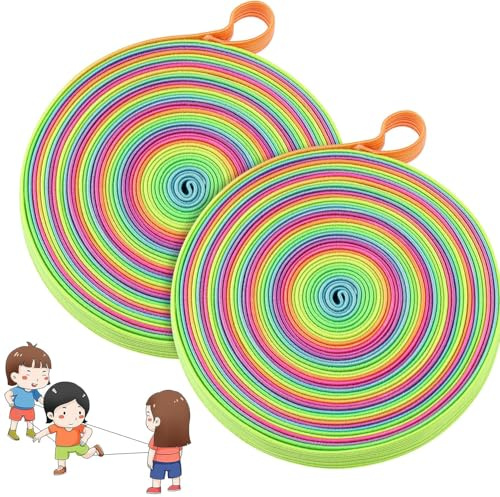 TRLREQ Regenbogen Gummi Twist Seil 6 Meter 2 Rollen für Kinder Alter 6-10 Jahre