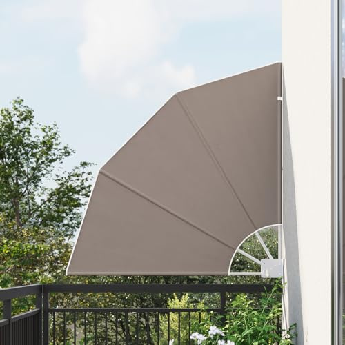 Gecheer Balkon Sichtschutz Taupe 115 x 115 cm Stoff Balkonfächer klappbar Sichtschutz Windschutz für Balkon Terrasse Garten