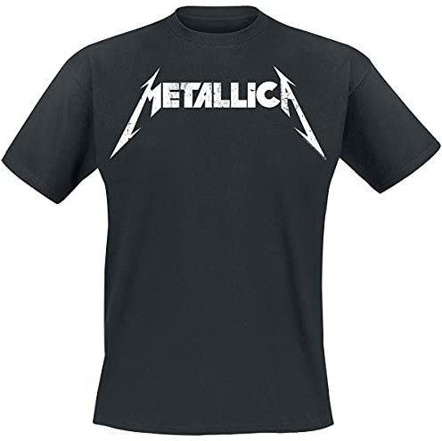 Metallica Textured Logo Hombre Camiseta Negro 100% algodón Regular