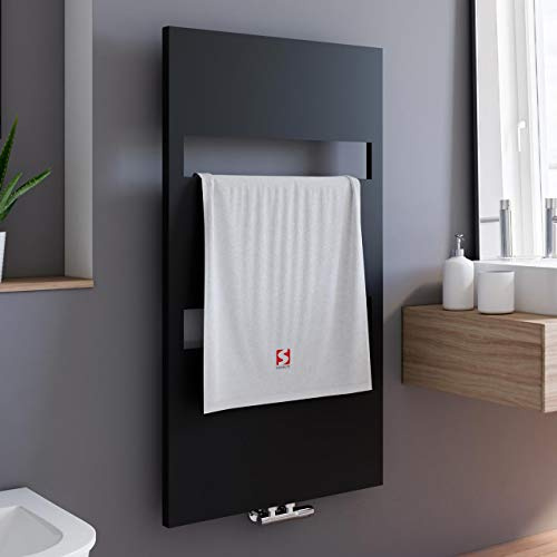 Schulte Bad-Heizkörper Turin, 114 x 60 cm, 438 Watt Leistung, Mittelanschluss und beidseitig von unten, Anthrazit, Handtuchhalter-Funktion, H113560 57