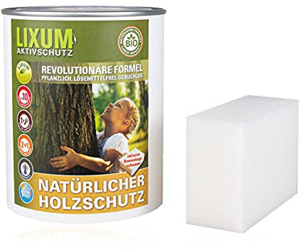 LIXUM HOLZSCHUTZ UNIVERSELL BIO LASUR (grün) 335 ml = 10m² - natürlicher Langzeitschutz für Holz, hält bis zu 10 Jahren, nur 1 Anstrich nötig. Mit integriertem UV-Schutz und ohne Weichmacher.