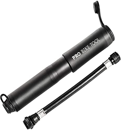 PRO Bike Tool Mini Bike Pump Classic - Fits Presta & Schrader Valves - up to 100 PSI / 6.9 Bar - Bicycle Tire Pump for Road and Mountain Bikes - Small, Portable and Compact Hand Frame-Mounted Pump