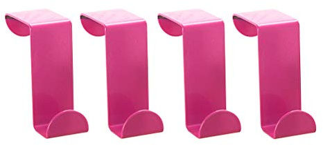 TOYANDONA 4 Stück Edelstahl über Türhaken für Mäntel Robe Hut Handtücher (Pink)