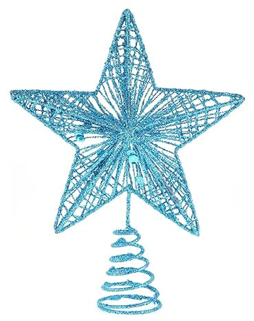 Christbaumspitze Glitzer Weihnachtsstern Metalldraht Weihnachtsbaumspitze Stern Baumspitze Stern Baumschmuck Weihnachtsbaum Topper Baumkrone Xmas Ornament Dekoration 20x16 cm