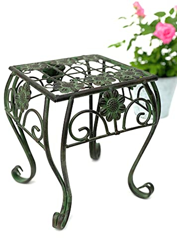 DanDiBo Blumenhocker Metall Grün Eckig 25 cm Blumenständer 96007 S Blumensäule Modern Pflanzenständer Pflanzenhocker Vintage