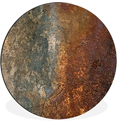 MuchoWow Wandbild Rund Wanddeko Deko Wohnzimmer Bilder 60x60 cm Stahl - Rost - Alt - Orange - Grau - Muster - Abstrakt