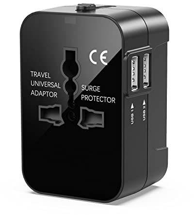 Universal Travel Adapter Worldwide, Travel Plug Adapter Worldwide International USB Plug With 2 USB, All in One Universal Charger Power Socket for European Euro EU US UK AU