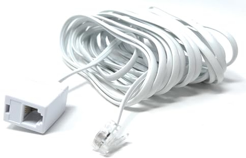 DRUT 5m RJ11 Male to RJ11 Socket Female ADSL Lead for Broadband, Phone, Router, Modem, Telephone Extension Cable White 16.5ft