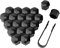 CGEAMDY 20 Piezas Tapa De Tuerca De Rueda, 17mm Universal Cubierta De Tuerca, Tuerca De Rueda Hexagonal Tapa De Protección De Plástico, para Coches con Herramienta De Extracción De Desmontaje (Negro)