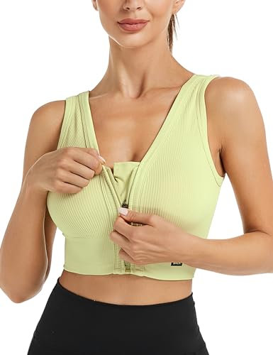 Migcaput Donna Reggiseno Sportivo Alto Impatto, Cerniera Frontale e Imbottito Rimovibile Push Up Reggiseni Zip Front Sport Bra Top per Fitness Running Yoga