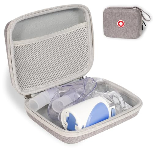 Fukumi Tragbare Vernebler-Tragetasche, harte Reise-Medizintasche für Inhalator, Abstandshalter, Masken, Asthma-Zubehör, B-Grau