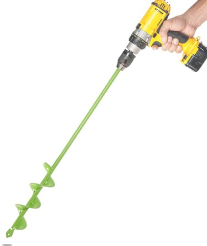 LYFETC Auger Drill Bit Set with Hex Drive 2-Piece, Garden Post Hole Digger for Planting Bulbs Seedlings, Heavy Duty Garden Spiral Auger Drill Bit,Solid Shaft Planting Auger,4x42+9x40cm