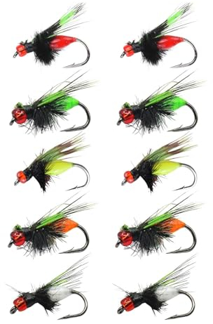 Fliegen zum Fliegenfischen, Barsch-Fliegenfischköder,10 Stück -Angelköder für Forellen - Animierter Köder, Salzwasser-Fliegenset, widerhakenlose Fliegenfischköder für Forellen, Panfische und mehr