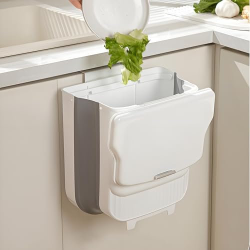 ANKEPEEC Small Hanging Trash Can for Kitchen with Lid, Wall Mounted Waste Bin Kitchen Cabinet Door Cupboard Hanging Trash Can for Motorhome, Bathroom, Bedroom, Living Room, Office1