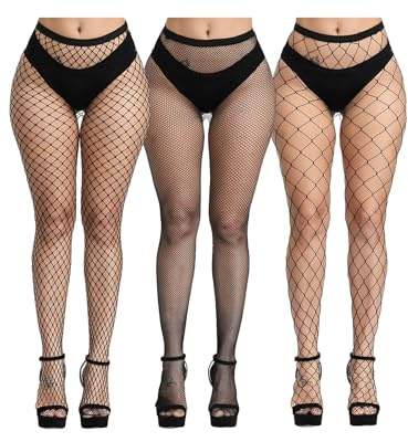 LZL1517 Collant a Rete da Donna Sexy Collant a Rete a Vita Alta, Taglia unica