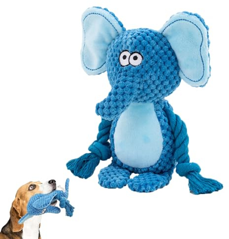 ZYEKIU Jouets Couineurs pour Chien Papier, Appropriécorde Coton Chiot, Jouet Chien Peluche Jouets Plush Toys for Jouet Interactif Mâcher Peluche Chiens ChienTaille et Moyen Petit Chiot (Eléphant)