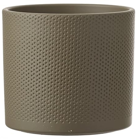 Annastore Keramik Blumen Übertopf (Grün/Relief, H 17,5 cm - Ø 19,5 cm)