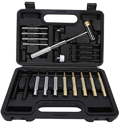 Martillo de doble cara, mango esmerilado antideslizante, cabezales de latón y acero al carbono, uso de arañazos, caja de almacenamiento, diseño reforzado duradero