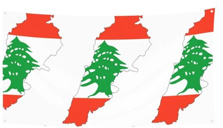 Bannière de fête d'Halloween avec drapeau du Liban, décoration extérieure pour clôture, porche, jardin, vacances, décoration à suspendre