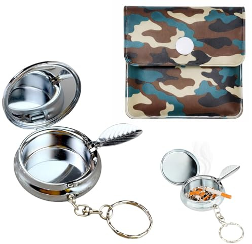 BAUCH 2 Pcs Tragbar Tasche Aschenbecher,Mini Edelstahl Fahrzeug Zigaretten Aschenbecher,Taschenaschenbecher Aschentasche,für Reisen Camping und Outdoor