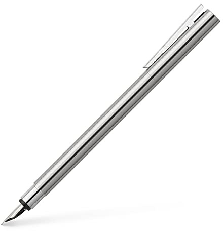 Faber-Castell 342000 - Füller Neo Slim Edelstahl, Federbreite M, silber glänzend