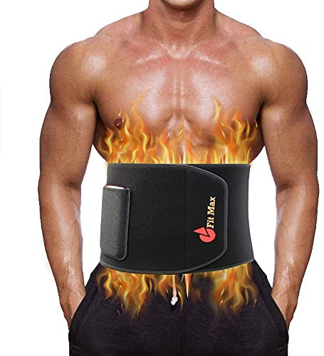 Fit Max Waist Slimming Sweat Belt - Sauna Adjustable Lumbar Back Support, Waist Trainer, Tummy Trimmer, Abs Toner, Belly Band - Black