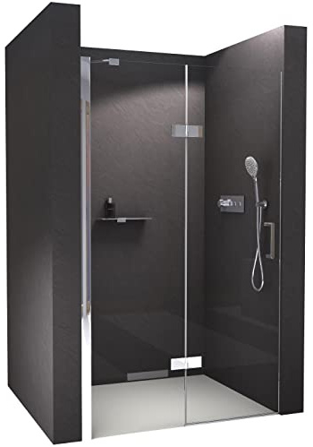 BERNSTEIN Puerta de ducha con puerta giratoria 120x195 cm Ducha de nicho de vidrio de seguridad templado de 8 mm con revestimiento NANO mampara de ducha NT403 - bisagra de puerta a la izquierda