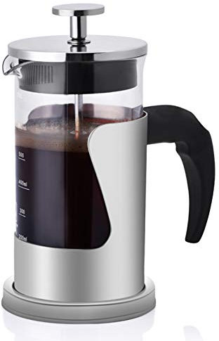 ERICAT French Press Coffee Maker, 350ML Small Camping Coffee Press Stainless Steel Glass Cafetiere Tea Pot French Press Tea Press Maker Teapot/393