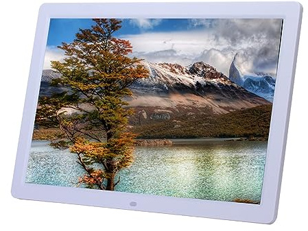 Hochauflösender elektronischer 17-Zoll-Fotorahmen, Videoständer-Player, 1080P, an der Wand montierter digitaler Fotorahmen mit vertikaler Bildschirmanzeige und Fernbedienung (Color : White)