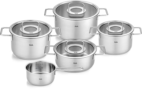 Fissler Pure Collection Stainless Steel 9 piece Set with Glass Lids