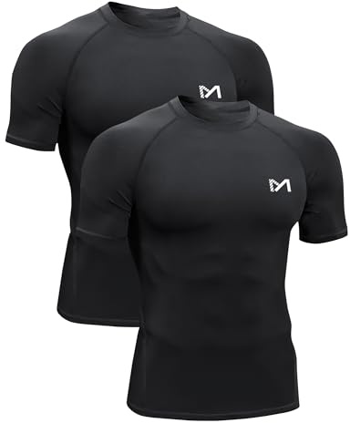 MEETYOO Maglietta Uomo, Funzionale Compressione Camicia Manica Corta Fitness Camicia Uomini Camicia Sportiva Traspirante da Corsa per Corsa Ciclismo Fitness