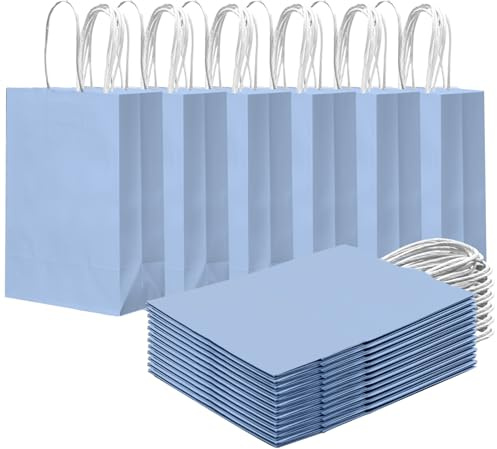 Gcardist 24PCS kleine Geschenk-Tasche mit Griffen Bulk 8.3x6 x3Inch Geschenk-Taschen Hellblau Taschen mehrere Verwendungen (15x8x21cm,kleine Größe)