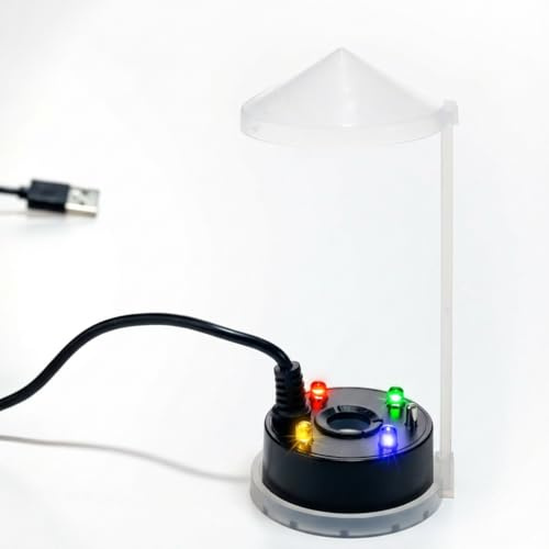 USB Mist Maker Fogger with 4 LED Lights & Splash Guard – Ultrasonic Air Humidifier for Tabletop Water Fountain, Indoor Mini Pond, Vase, Rockery & Holiday Decor – USB Powered for Camping & Home