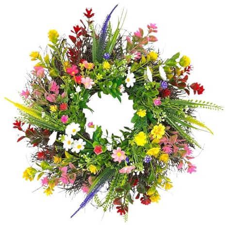 Ghirlanda Primaverile - Decorazione da Esterno Realistica Grande,Ghirlanda Per Porta Estiva Decorazione Primaverile | per Soggiorno Camera da Patio Balcone Giardino Cortile