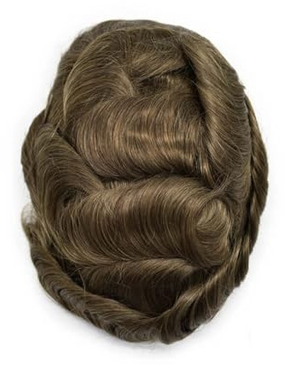 Herren-Toupet Echthaar-Toupet for Männer, unsichtbarer Haaransatz, Spitze, PU-Hautumfang, männlich(6#)